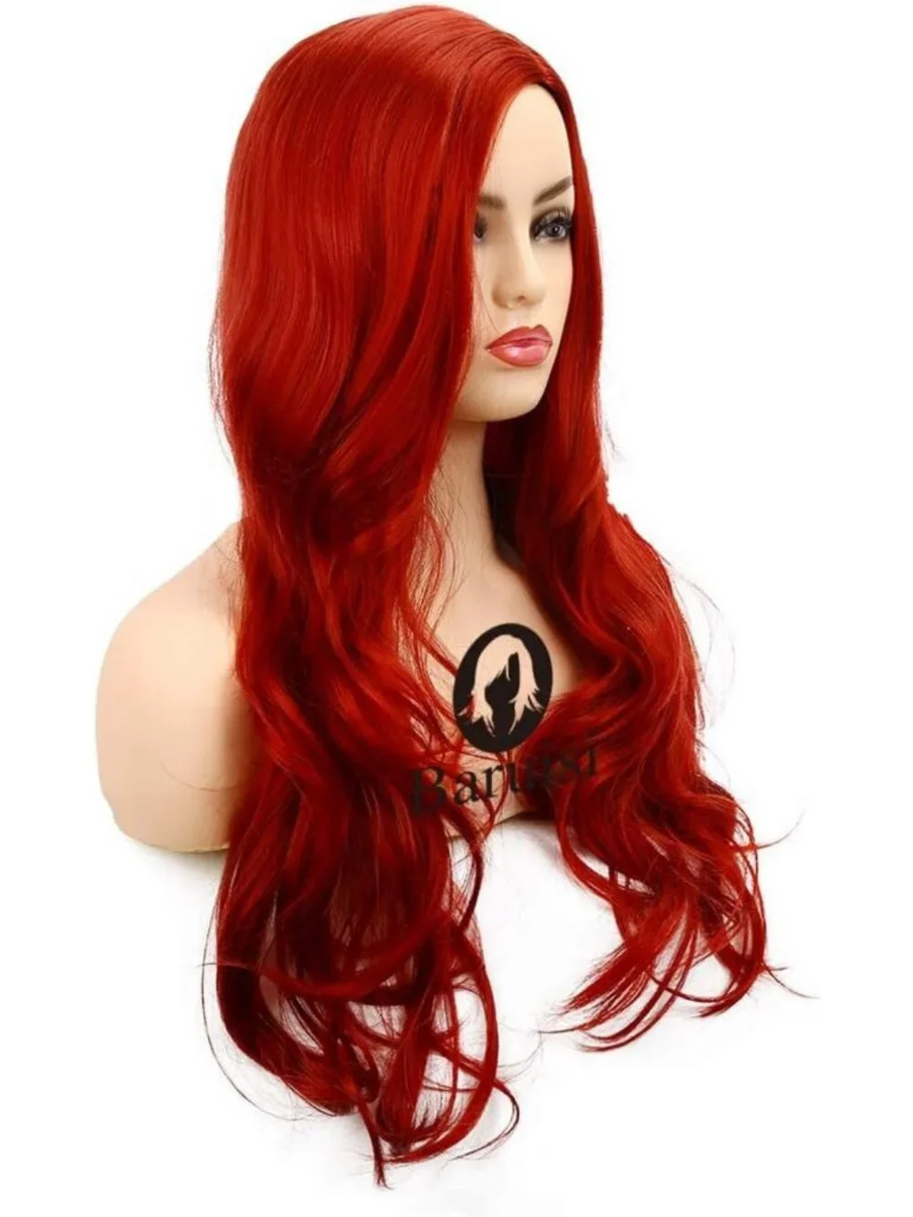 Natural-Looking Long Curly Wavy Red Wig for Women - Heat Resistant Cosplay Hair